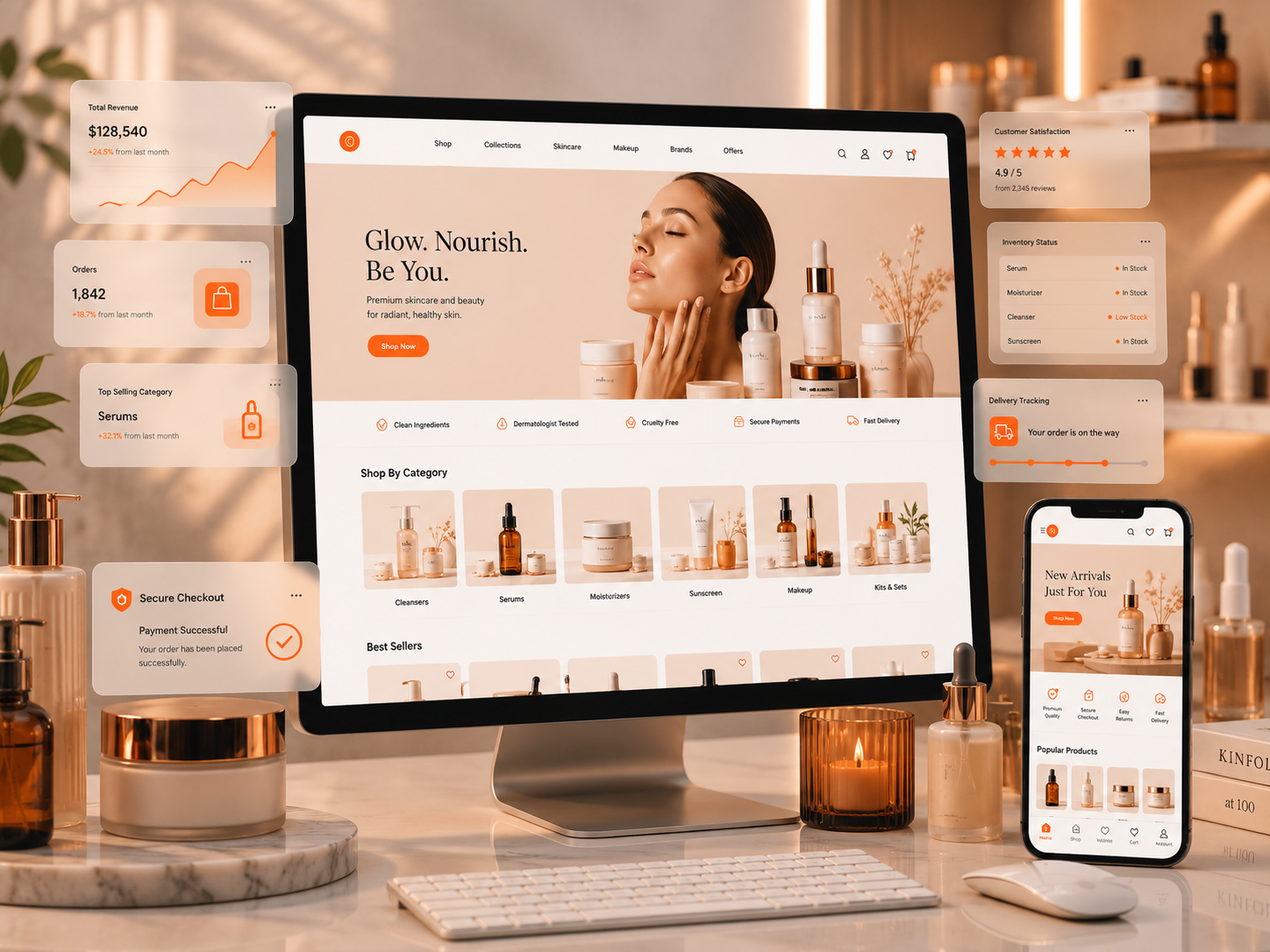 Luxury beauty and skincare Shopify store design