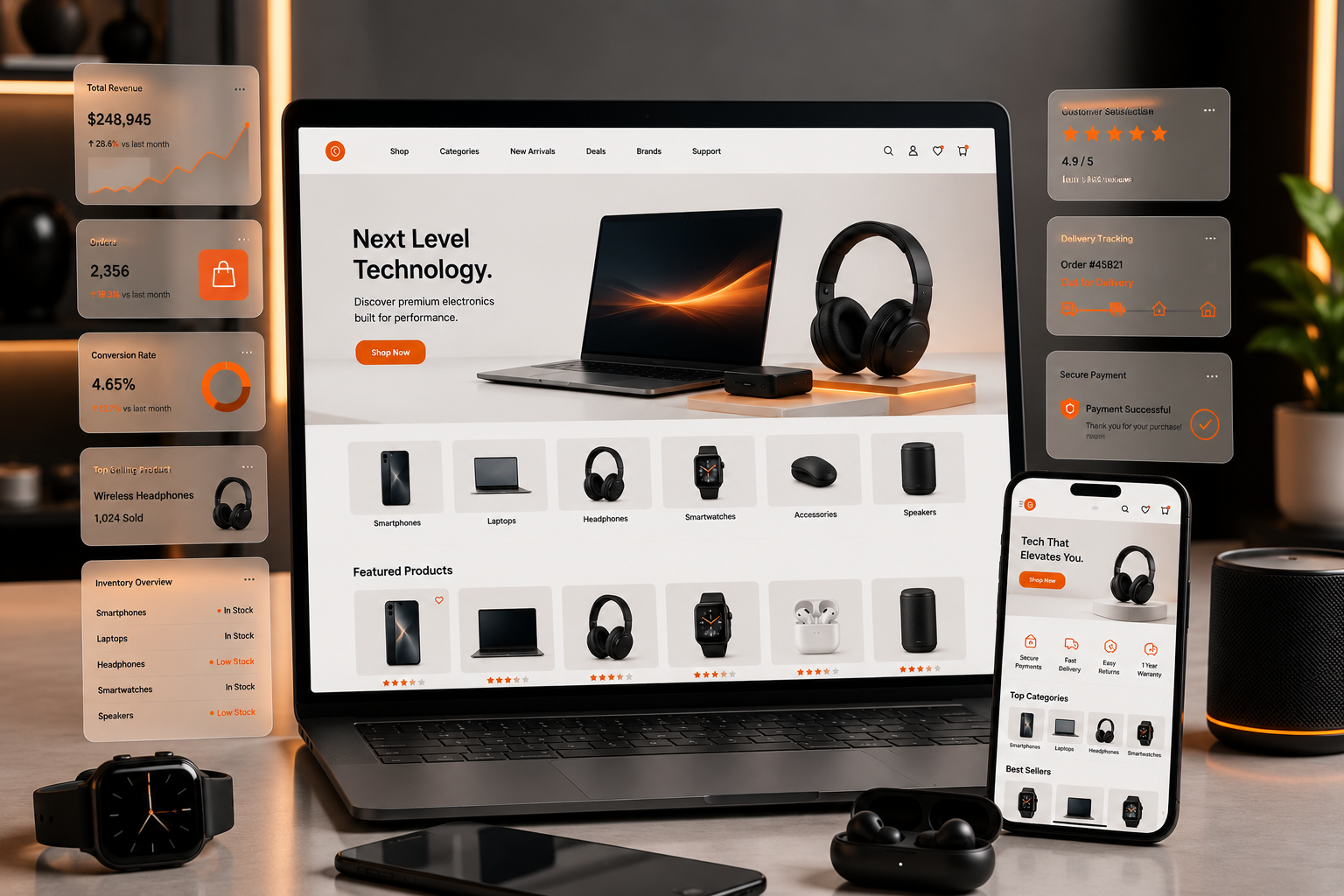 Electronics storefront experience with product-led Shopify merchandising