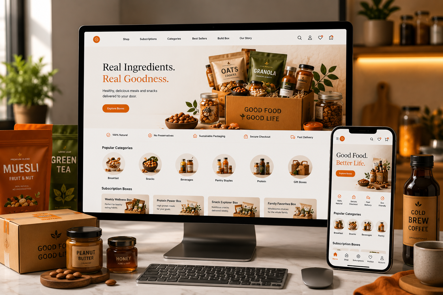 Food and beverage Shopify store built for subscriptions and repeat purchases