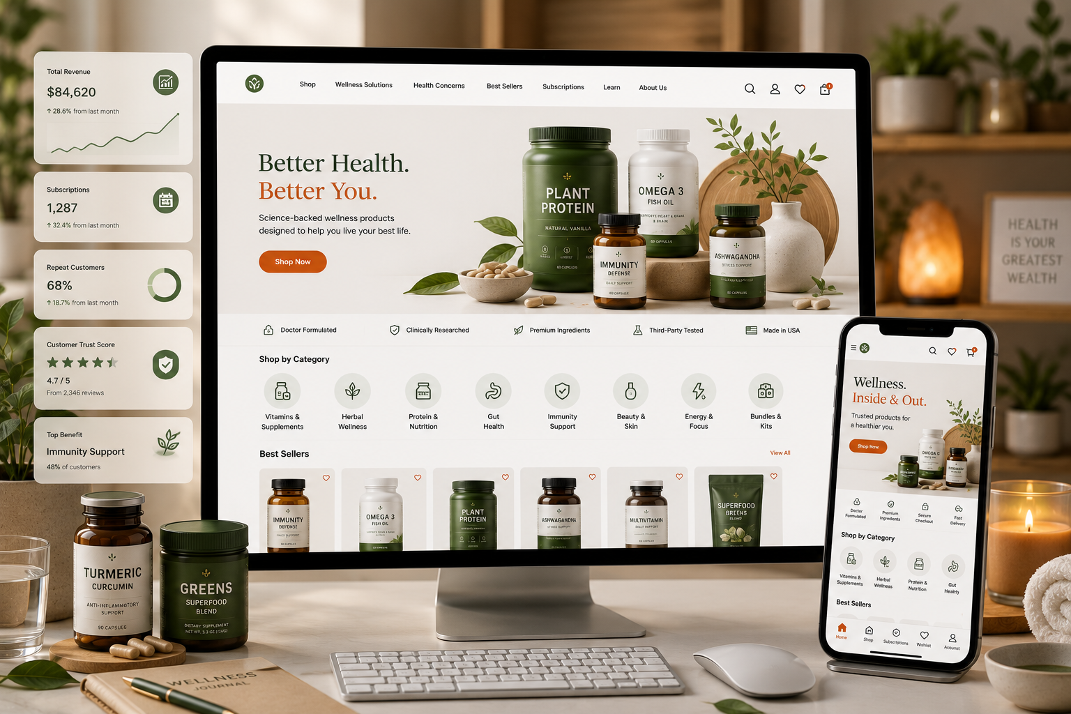 Wellness brand Shopify experience focused on trust and conversions