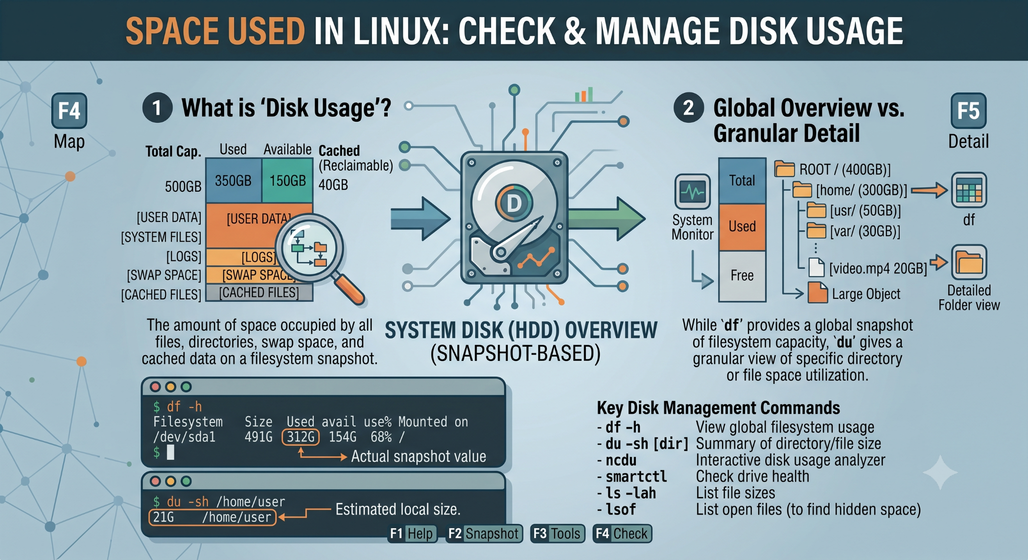 Space Used in Linux Check and Manage Disk Usage